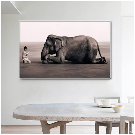 لوحة تأملية، الطفل والفيل - Taamoul